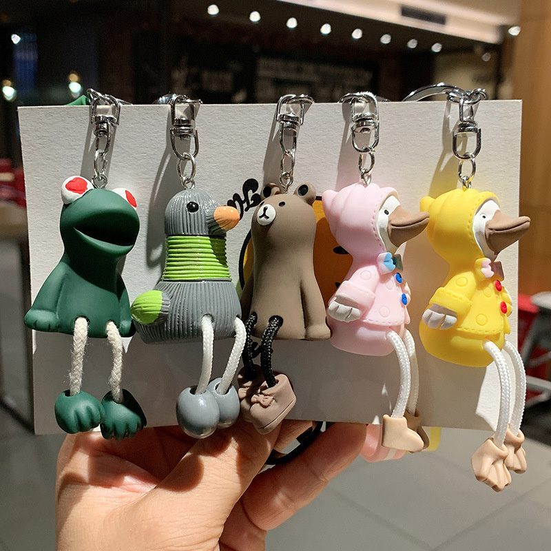 옐로우-레인 코트-duckling-keychain-ins-doll-pendant-frog-doll-school-bag-bag-hanging-jewelry-decoration 카와이 배낭
